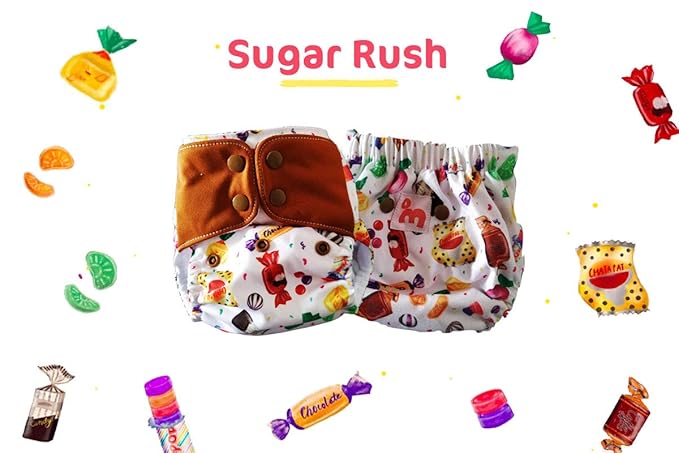 Superbottoms Plus UNO Reusable Cloth Diaper with 2 Organic Cotton Inserts, Sugar Rush, One Size