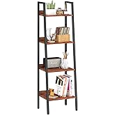 Yoobure Ladder Shelf, 4 Tier Tall Ladder Bookshelf Corner Shelf, Industrial Book Shelf Ladder Bookcase Narrow, Standing Storage Shelves Display Shelf for Bedroom Living Room Office Kitchen Bathroom