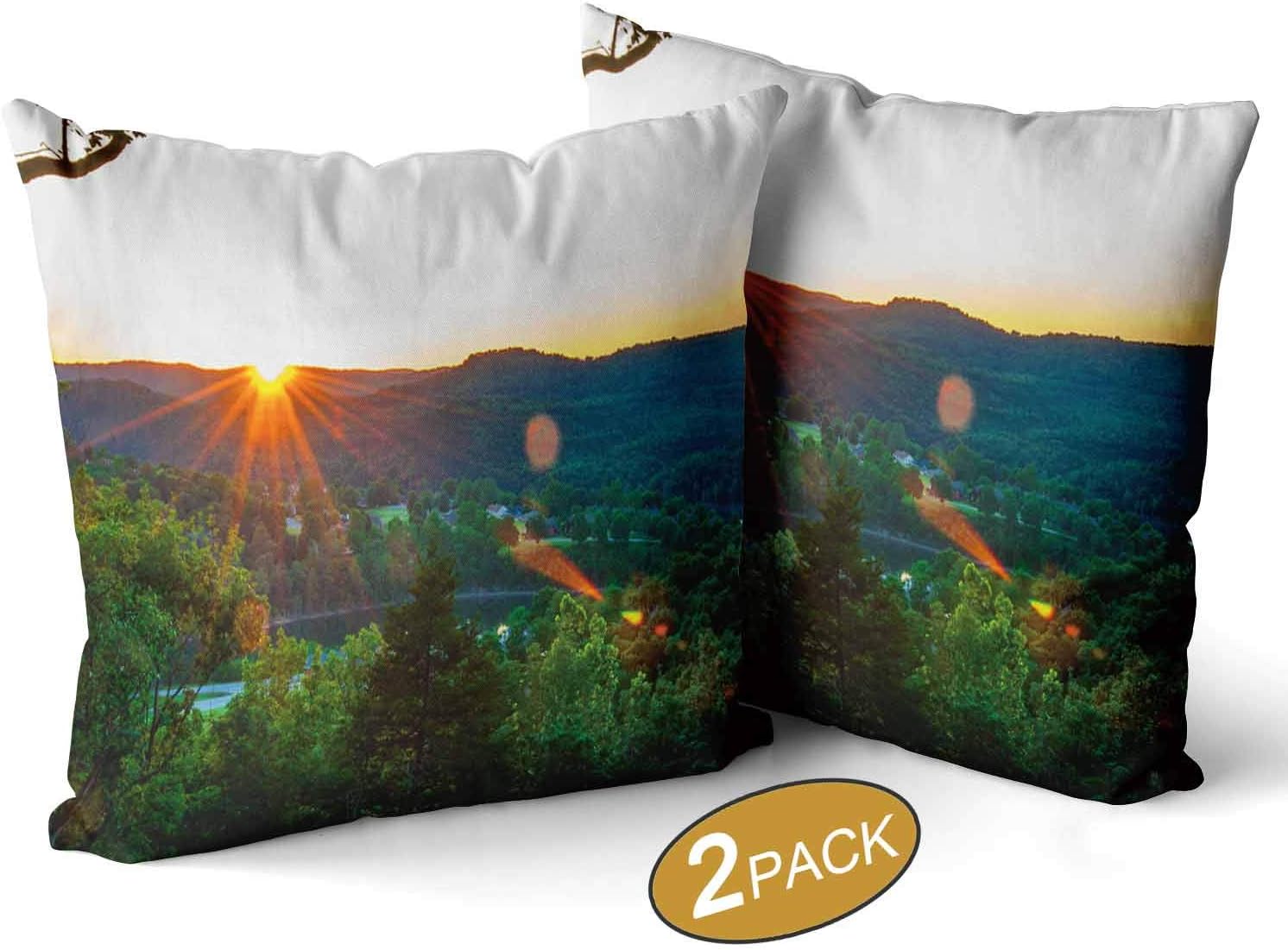Nine City Eureka Springs Sunset,Throw Pillow Cushion Cover Sofa Bed Throw Cushion Cover Decoration Set of 2 12" X 12"
