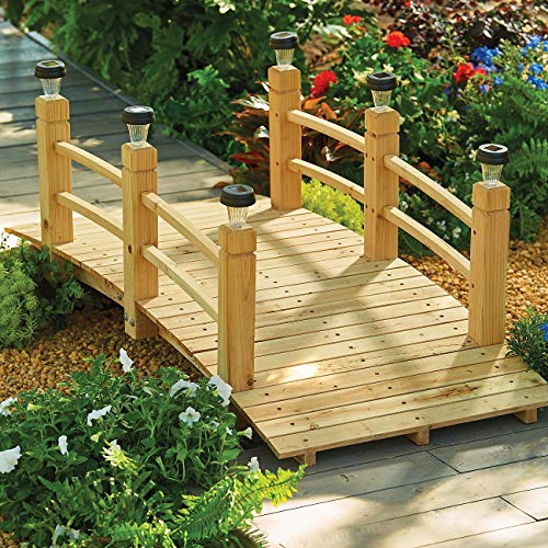 Improvements 5' Cedar Garden Bridge with Removable Plugs for Solar Lights (Solar Lights Not Included)