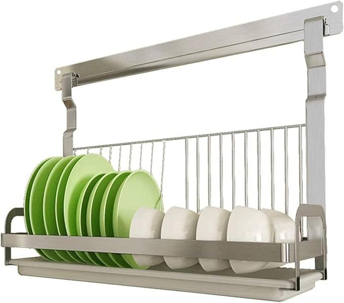 Foldable WallMounted Stainless Steel Dish Drain Rack, Multipurpose