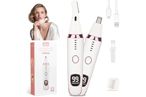 Mendaping LED Display Ear and Nose Hair Trimmer Clipper for Women Men,2025 Rechargeable 2 in 1 Painless Eyebrow & Facial Hair Trimmer with Powerful Motor and Dual-Edge Blades Easy Cleansing (White)