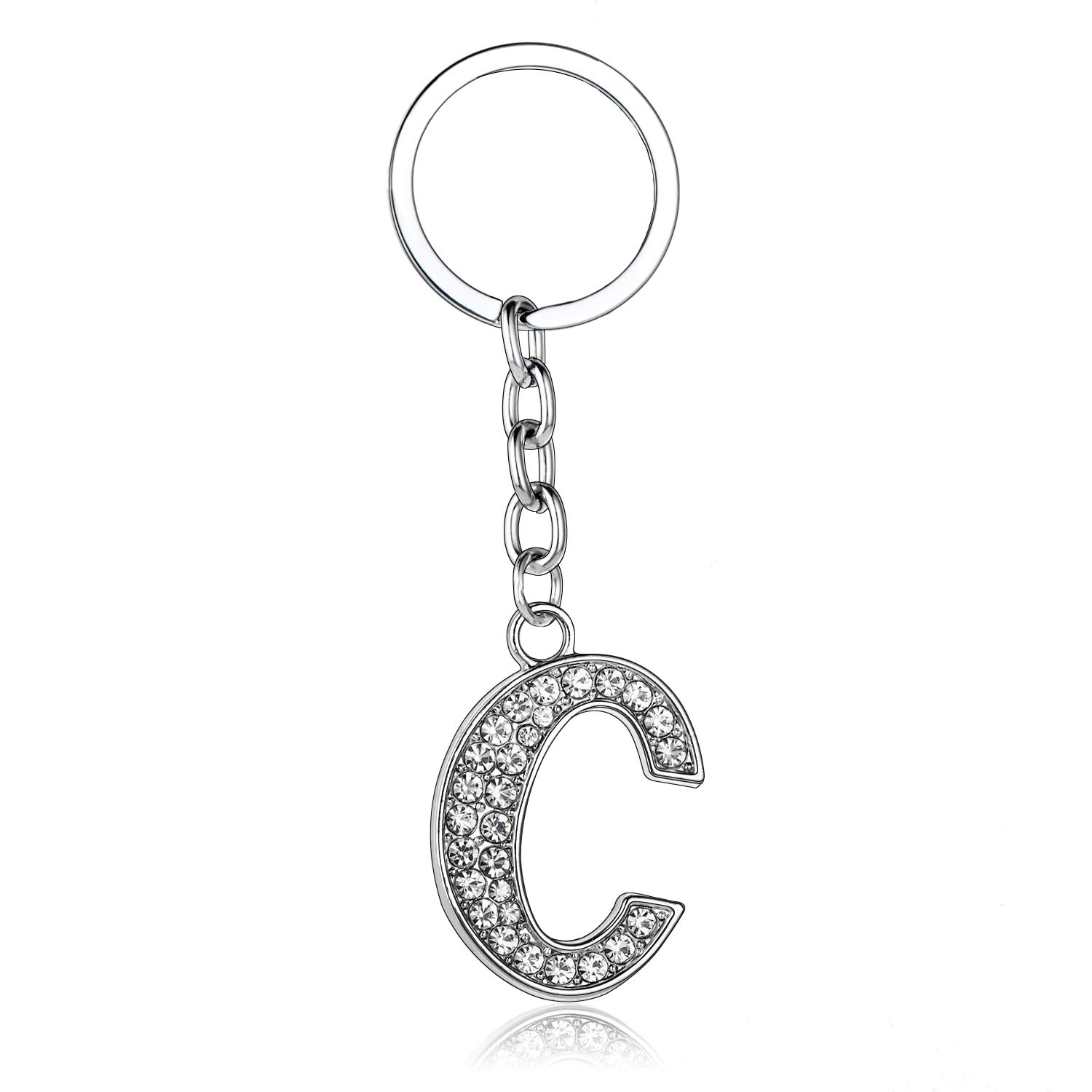 BESPMOSP A-Z Letter Keychain Keyring Crystal Shiny Family Best Friend Jewellery (C) — image 1
