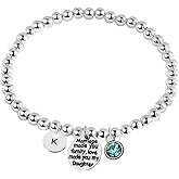 Marraige Gift, Personalized Marraige Beaded Bracelet with Initial Letter and Birthstone Charm, Marraige Adjustable Jewelry, Custom Marraige Lover Accessories for Girls