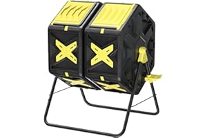 EJWOX Compost Bin Outdoor - 2 X 18.5 Gal Dual Chamber Compost Tumbler,BPA Free Outdoor Rotating Composter with Easy-Turn, Fast-Working System
