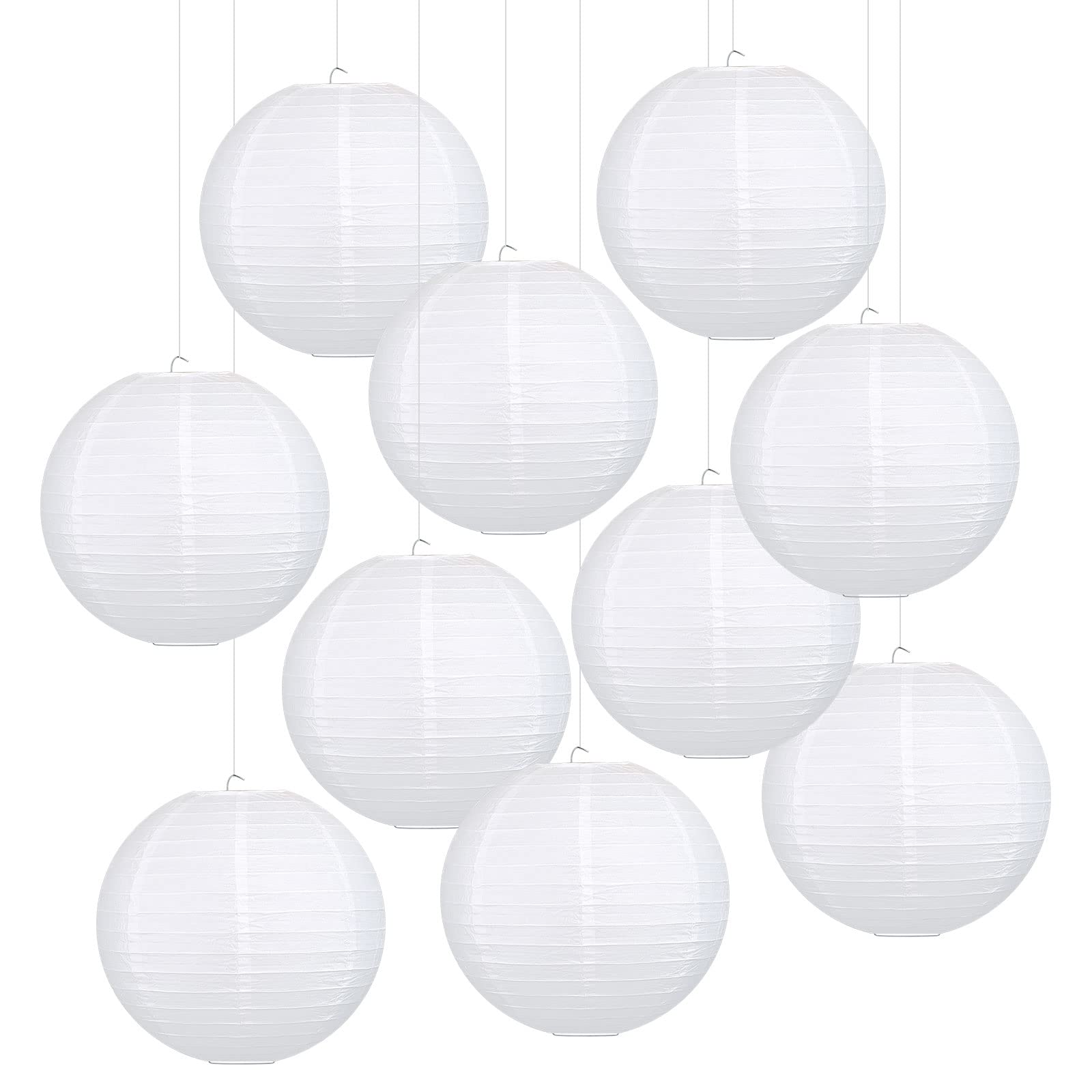 Photo 1 of LIHAO 6 Inch White Round Paper Lanterns (10 Pack)