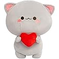 Cute Cat Plush Toy - 13.5" Super Soft Grey Cat Plushie - Kawaii Plush for Kids - Cute Plush Kitten, Plush Cat Stuffed Animal, Cat Plushies, Cute Plushies