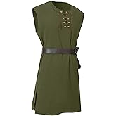SYQBR Medieval Tunic Men Renaissance Pirate Shirt Sleeveless Lace Up for Viking Knight Warrior LARP