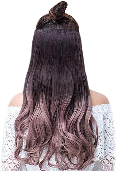 Amazon B Hair エクステ グラデーションカラー 襟足ウィッグ ロング カール ハーフウィッグ レディース 耐熱 つけ毛 ワンタッチ 固定用クリップを付け 50cm ラベンダー 薄藤 エクステンション 通販