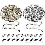 TecUnite 2 Pieces 3.2 mm Beaded Pull Chain Extension with Connector, Each 10 Feet Beaded Roller Chain with 10 Matching Connectors (Multicolors A)