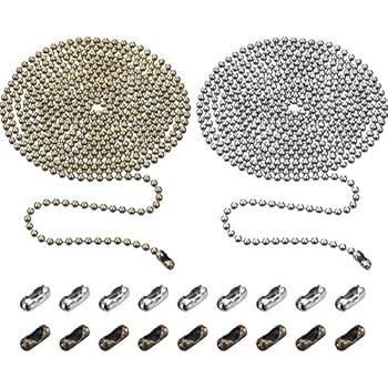 TecUnite 2 Pieces 3.2 mm Beaded Pull Chain Extension with Connector, Each 10 Feet Beaded Roller Chain with 10 Matching Connectors (Multicolors A)