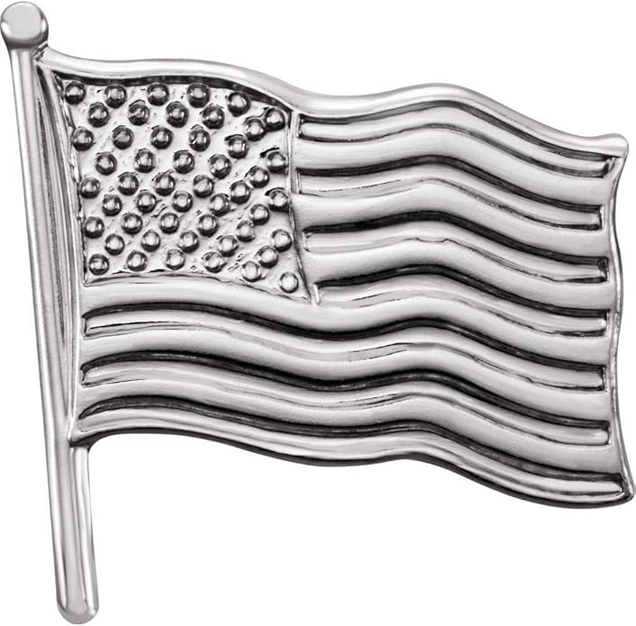 Solid 14k White Gold 14.5x14mm American Flag Lapel Pin Jewelry Solid 14k White Gold 14.5x14mm American Flag Lapel Pin Jewelry