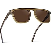 WearMe Pro WMP Eyewear - Men's Polarized Bold Geometric Flat Top, Key Hole Design, Acetate Frame Sunglasses