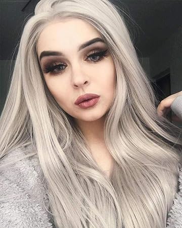 Amazon Com Riglamour Ash Blonde Wig Long Straight Synthetic Lace