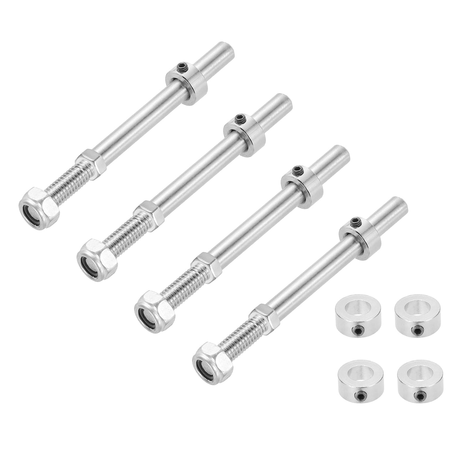 sourcing map 15/64 Inch Diameter x 2.95 Inch Length 4 Set Landing Gear Axle Shaft Drive Axle with Nuts Wheel Stop Collar for RC Airplane — image 1