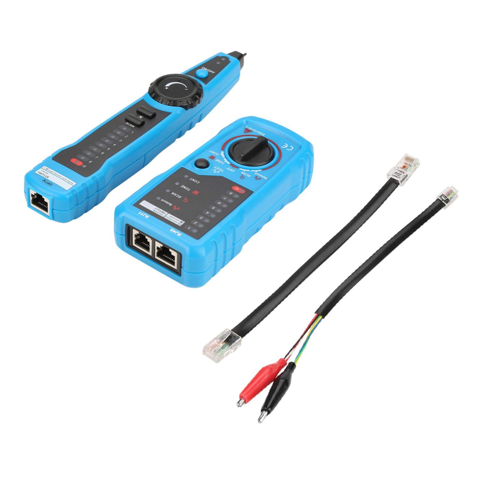 Wire Tracker, RJ45 RJ11 Telephone Cable Diagnose Tester Toner Ethernet Network Tracer Kit Fwt11 Handheld Continuity Checking Adapter Locator With Tools Low Battery Capacity Indication