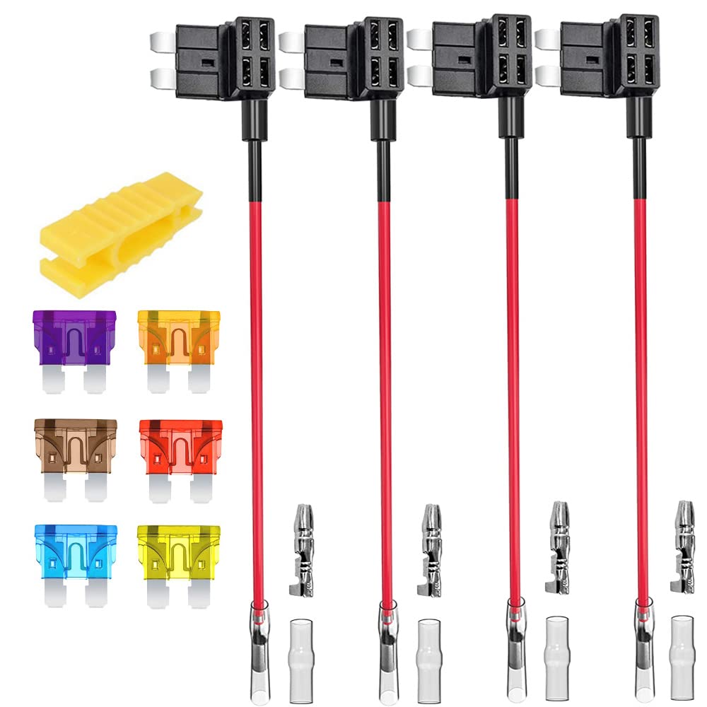 Gebildet Pack of 4 12 V - 24 V Standard ATC Car Fuses Thief, Medium Size Plug Fuse Distributor Blade Fuse with 6 Fuses (3A/5A/7.5A/10A/15A/20A)