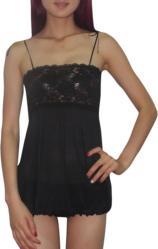 Women's Intimate Apparel Sexy Sheer Sleepwear Chemise XL black