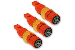 Emergency Zone 5 in 1 Survival Whistle. Compass, Whistle, Water-Resistant Container, Signal Mirror, Ferro Rod. Available in 1, 3, 30, and 300 Pack.