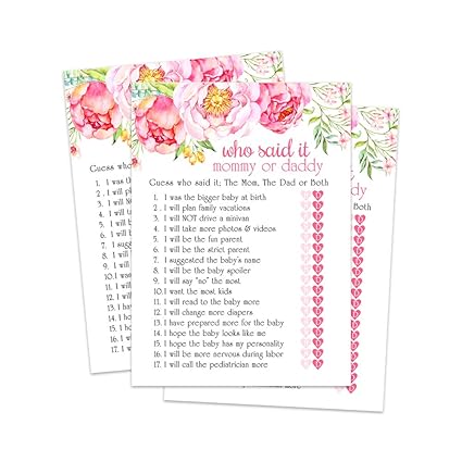 Fun Guessing Activity Cards Pink And Gold Baby Shower Games Find The Fun Guessing Activity Cards Pink And Gold Baby Shower Games Find The