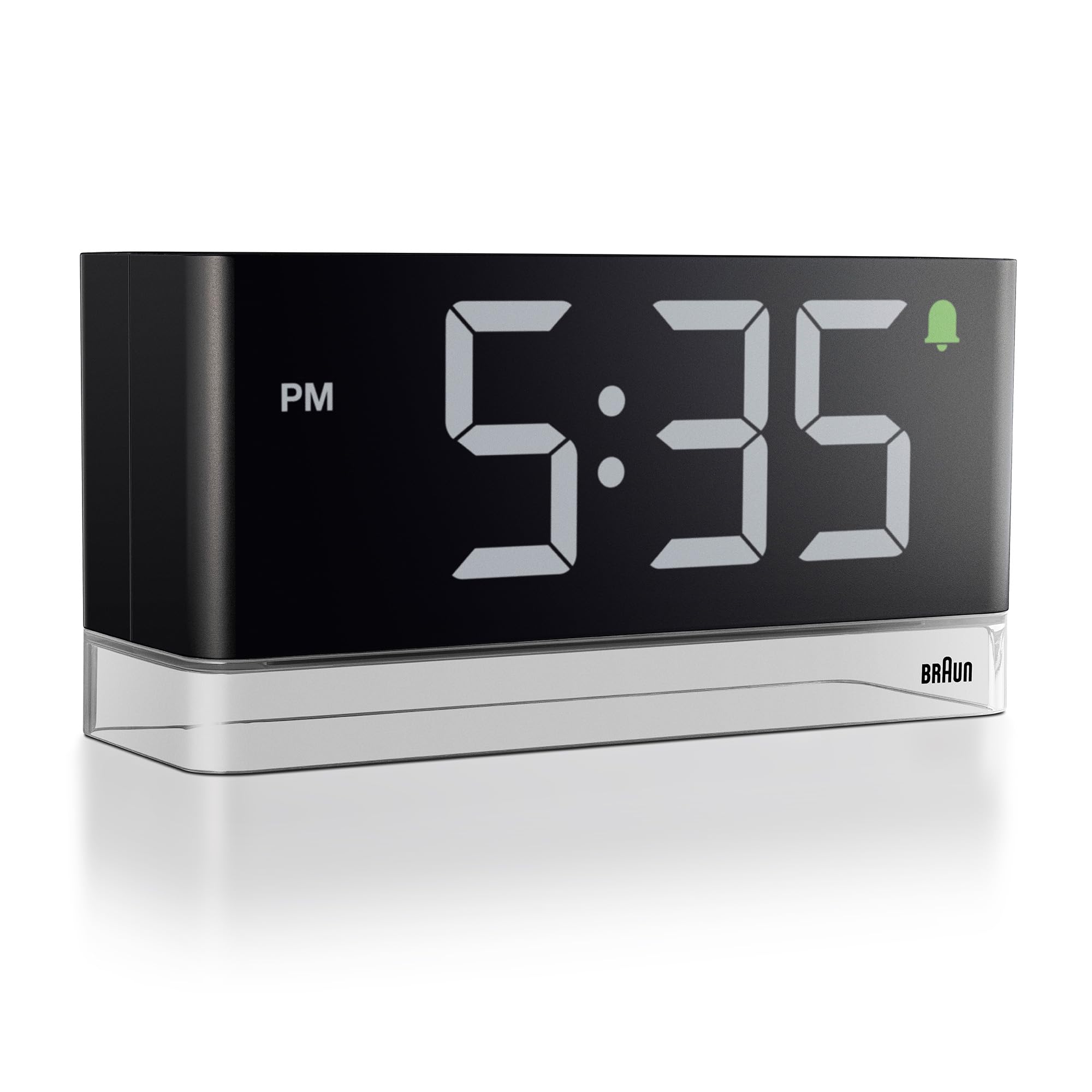 Braun Digital Alarm Clock with Extra Large LED Display, Touch Snooze Zone, Quick Set, Adjustable Night Light, Beep Alarm, in Black, model BC27B