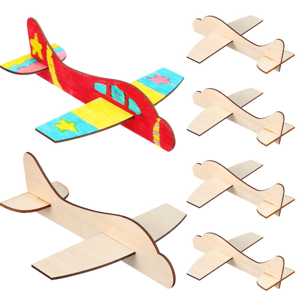 SOIMISS Wooden Wood Assemble Airplane Models DIY: Blank Painting Plane Party Favors Model Kids Drawing Tool Accessories Toys Puzzle Unfinished Airplanes Ornament Craft Unpainted, 20 PCS