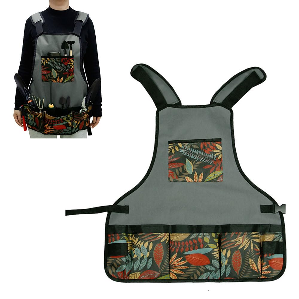 Oaygat Gardening Tools Apron Garden Apron Gardening Apron with Pockets Oxford Cloth Garden Apron Multifunction Garden Apron Wear-Resistant Work Apron for Gardening, Cooking, Cleaning and Woodworking