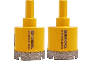 HIGHDRIL Diamond Core Drill Bit,2Pcs Diameter 35mm 1-3/8" with Triangle Shank Vacuum Brazed Hole Saw for Concrete Granite Mar
