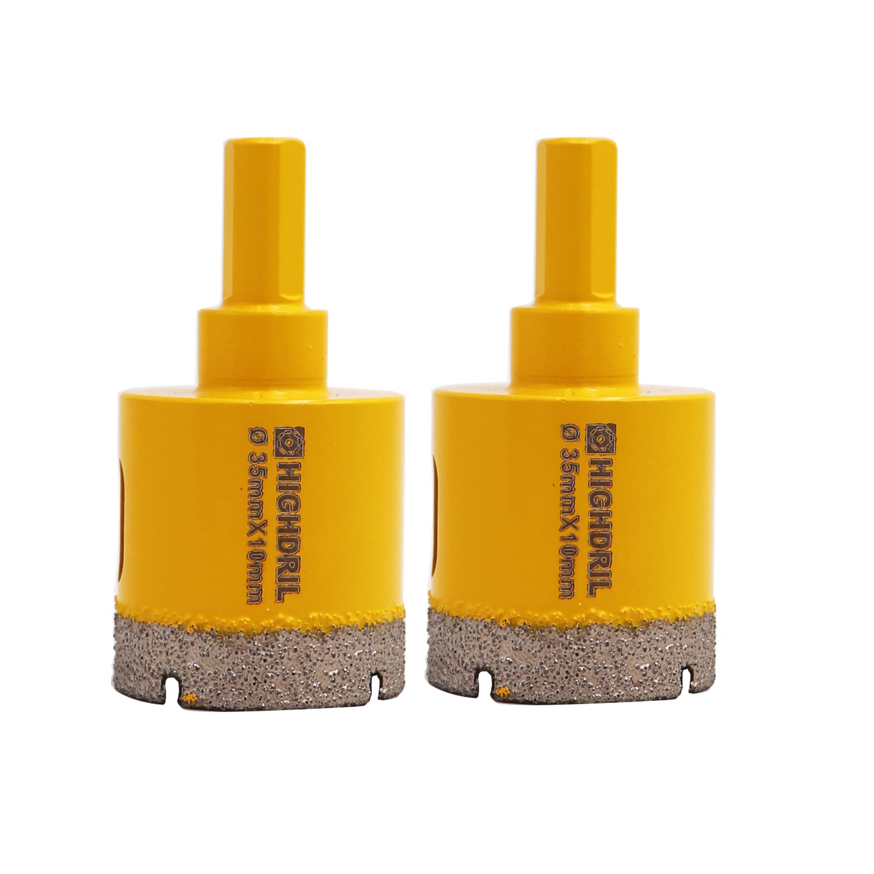 HIGHDRIL 2Pcs Diamond Core Drill Bit,Diameter 35mm Vacuum Brazed Hole Saw for Concrete Granite Marble Glass Porcelain Tile Masonry Brick,Triangle shanks