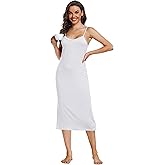 Sopesil Women's Long Full Slips, Soft Long Slip Dress Adjustable Spaghetti Straps Nightgown for Ladies V Neck Underdress