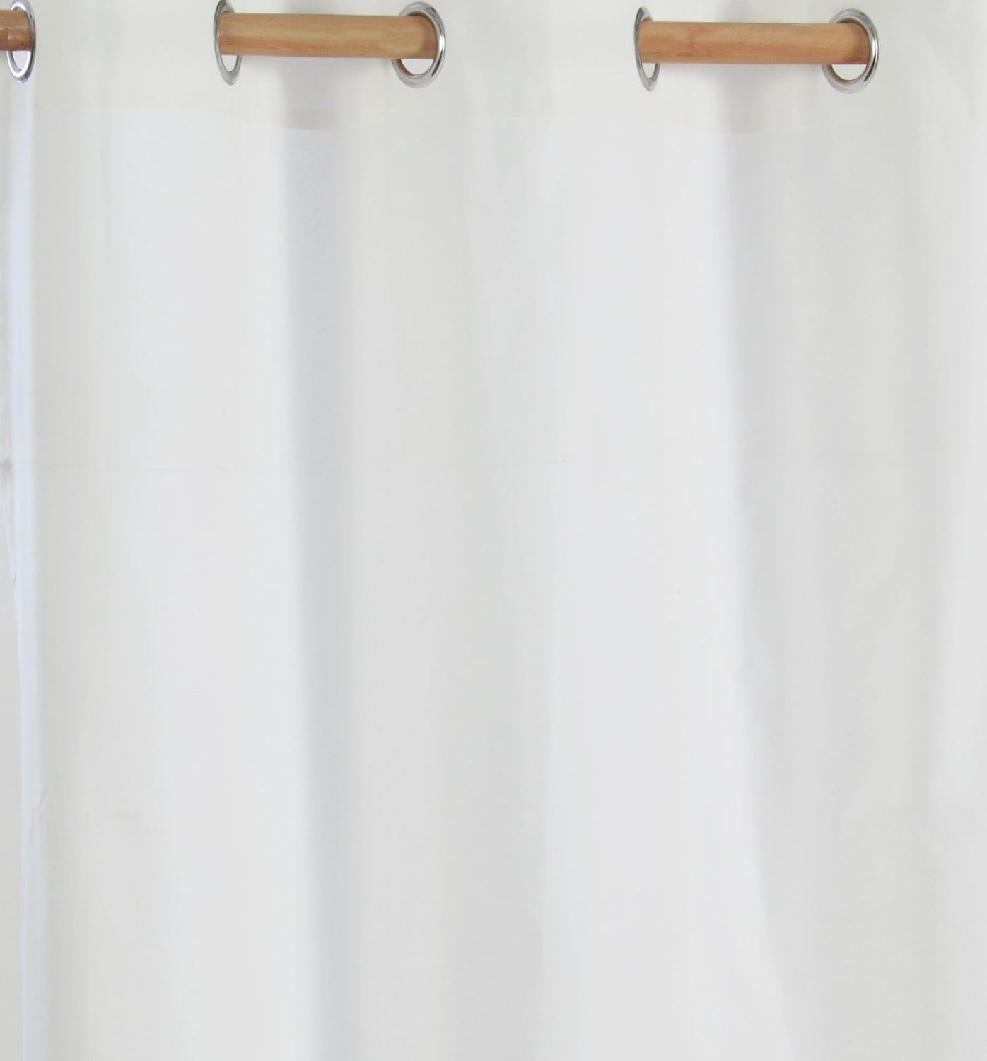 HOMESCAPES Off White Eyelet Curtain Pair 117cm (46") Wide x 137cm (54") Drop Plain Heavy Unlined Curtains - Image 4