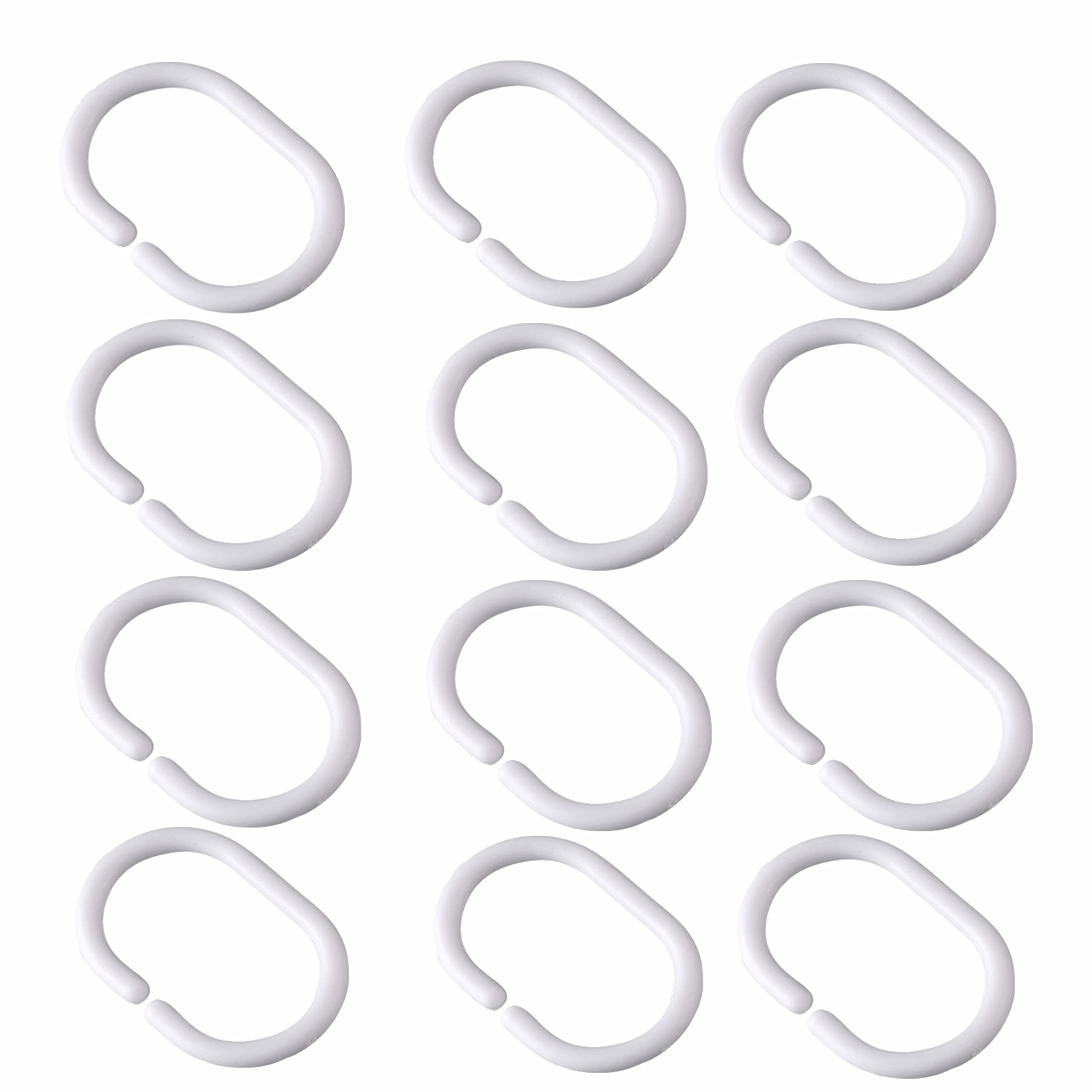 Shower Curtain Hooks, C-Shaped Plastic Hanging Rings for Shower Window Rod Bathroom (48)
