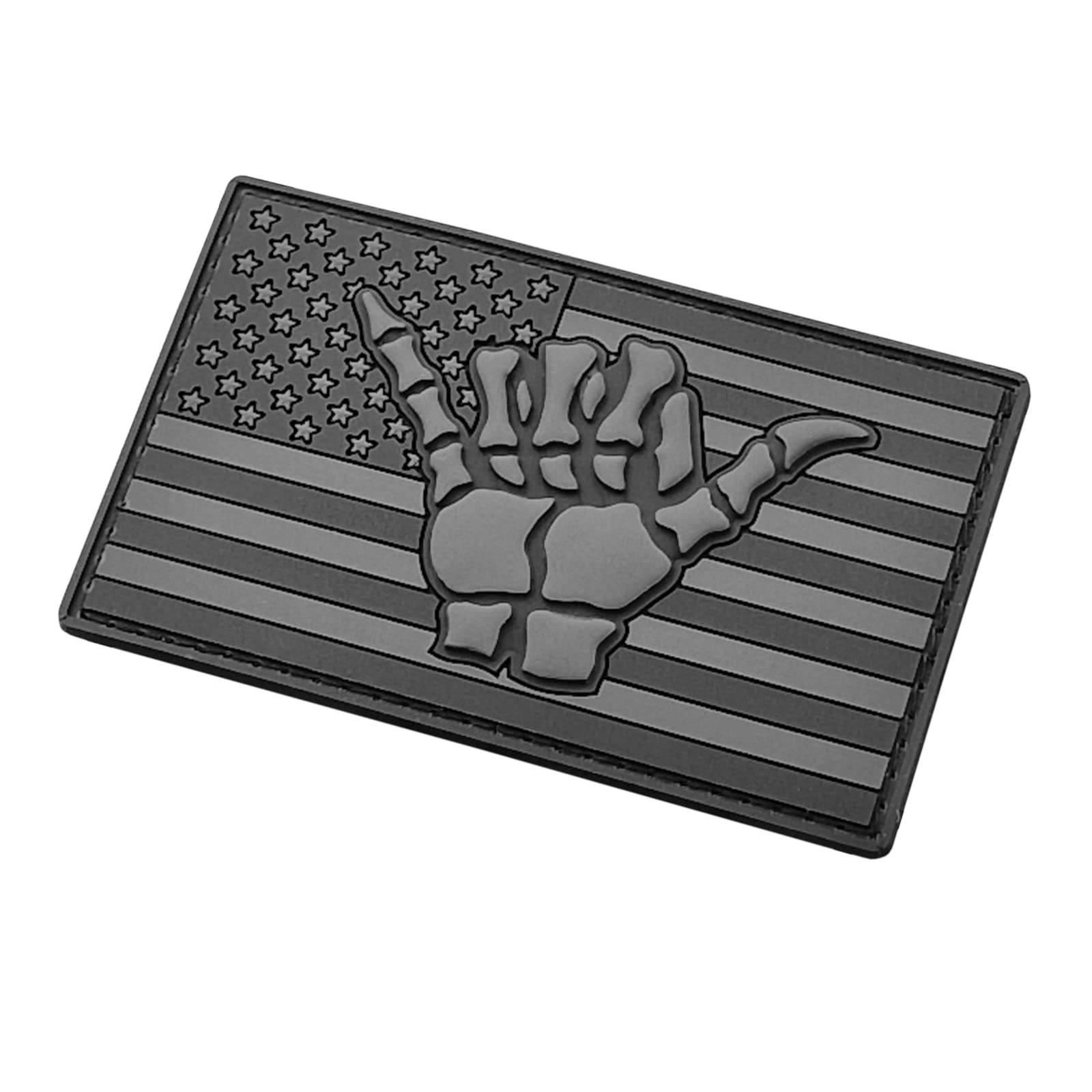 Blackout Shaka Hang Loose Gesture America Flag PVC GITD Patch