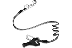 Dog Seat Belt for Car , Chew Proof Dog Leash 2 in 1 Steel Cable with Elastic Bungee Buffer Dog Seatbelt Harness Latch Bar Att