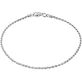 KISPER Solid 925 Sterling Silver Chain Bracelets for Women, Waterproof Tarnish Resistant, Curb/Rope/Figaro/Mariner Link Bracelet, 6.5, 7, 8, 9 Inch
