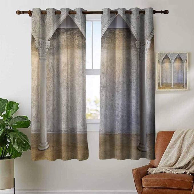 petpany Print Curtains for Bedroom Curtain Pillar,Antique