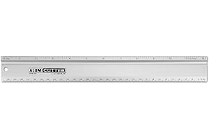 Alumicolor AlumiCutter Aluminum Straight Edge w/Inch and Metric Calibrations for Office, School, Engineering and Framing, 12IN, Silver