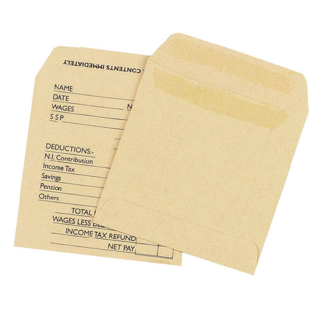 Q-Connect Envelope Wage 108x102mm Printed Self Seal 90gsm Manilla (Pack of 1000)