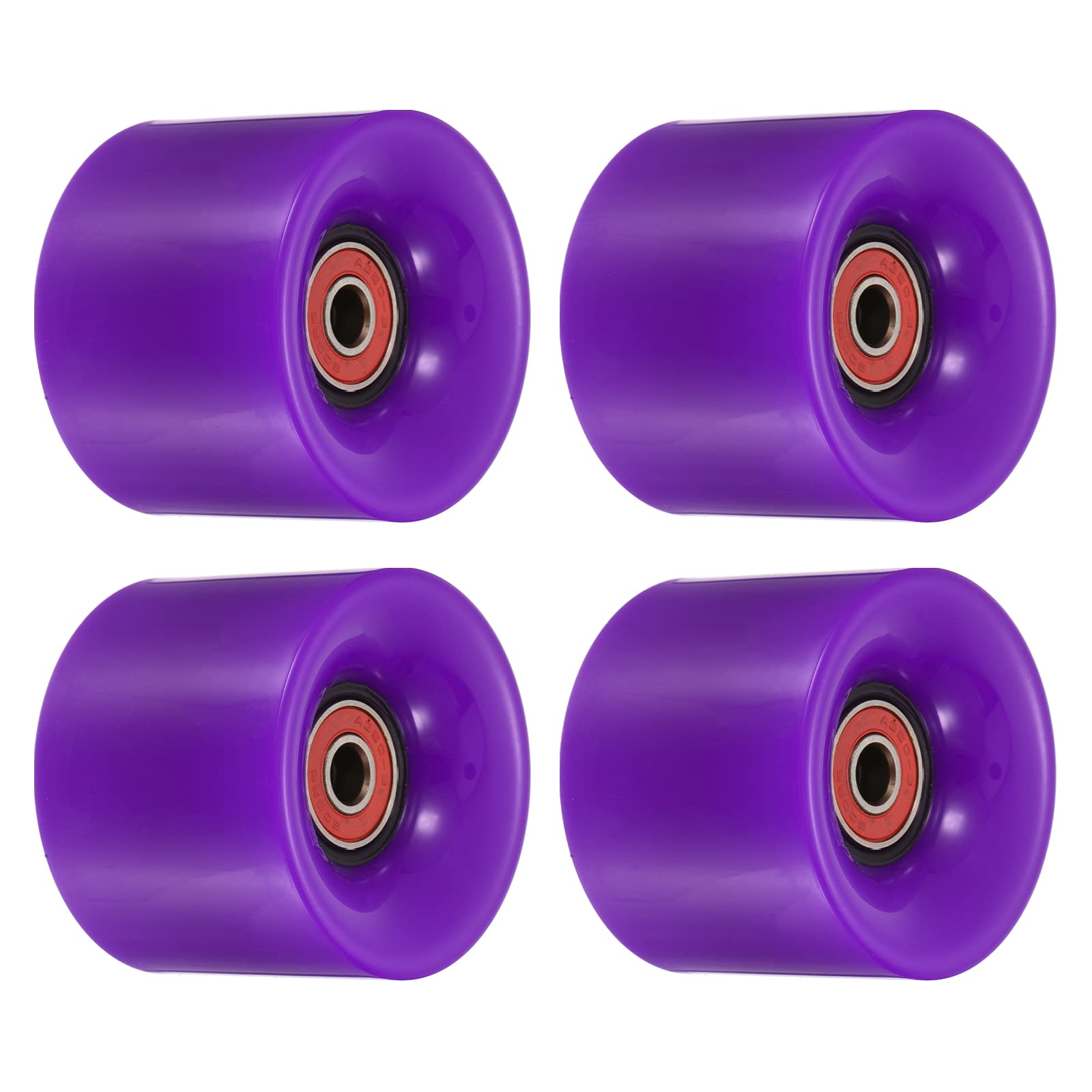 PATIKIL 60mm Longboard Wheels with Bearings ABEC-9, 4 Pack Street Wheels for Skateboards Cruiser Wheel Replacement 80A, Purple Red