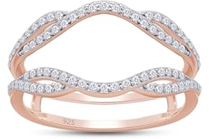 SAVEARTH DIAMONDS 2/5 cttw Round Cut Moissanite & Lab Grown Diamond Double Infinity Wedding Ring Guard Enhancer For Women In 14K Gold Over Sterling Silver (0.40Cttw)
