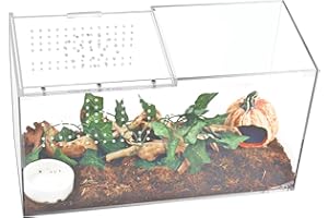 NANEEZOO Acrylic Reptile Terrarium Enclosure, 14”x6”x8” Tarantula Enclosure with Magnetic Sliding Door, Breeding Box for Arboreal Reptiles, Amphibians, Mantis, Spiders, Cricket & Other Invertebrates