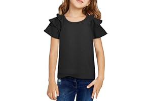 DOKOTOO KIDS Girls Ruffle Sleeve Shirts Summer Cute Crewneck Blouse Tops 6-15 Years