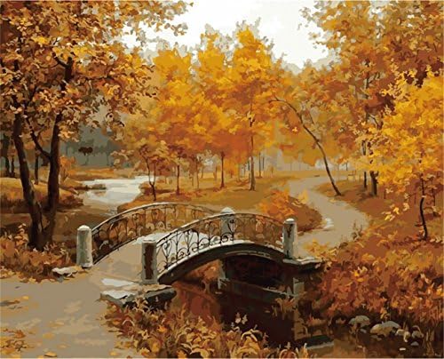 DIY Oil Painting Lit, Autumn Landscape Home Decoration, Canvas Oil Painting (Frameless 4050cm)