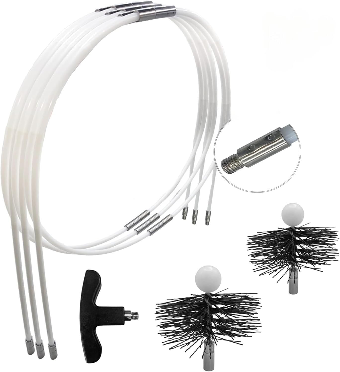 SHAFFER PRO - Chimney Sweep Brush Kit for Wood and Pellet 9 m - Hedgehog 120 mm 150 mm EASYFLEX -16 Flexible Chimney Sweeping Rods