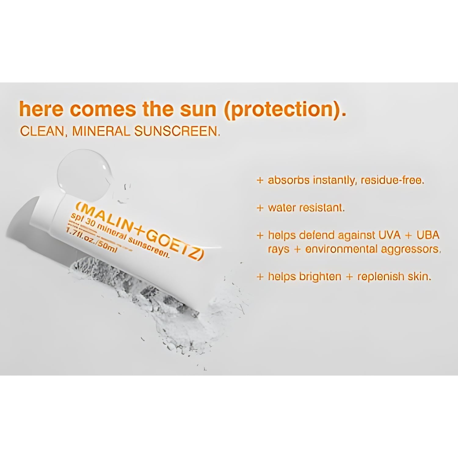 Malin + Goetz SPF 30 Mineral Sunscreen, 1.7 fl. oz. – Hydrating Mineral Sunscreen for Anti-Aging, Moisturizing, Face & Body, Lightweight Lotion with SPF