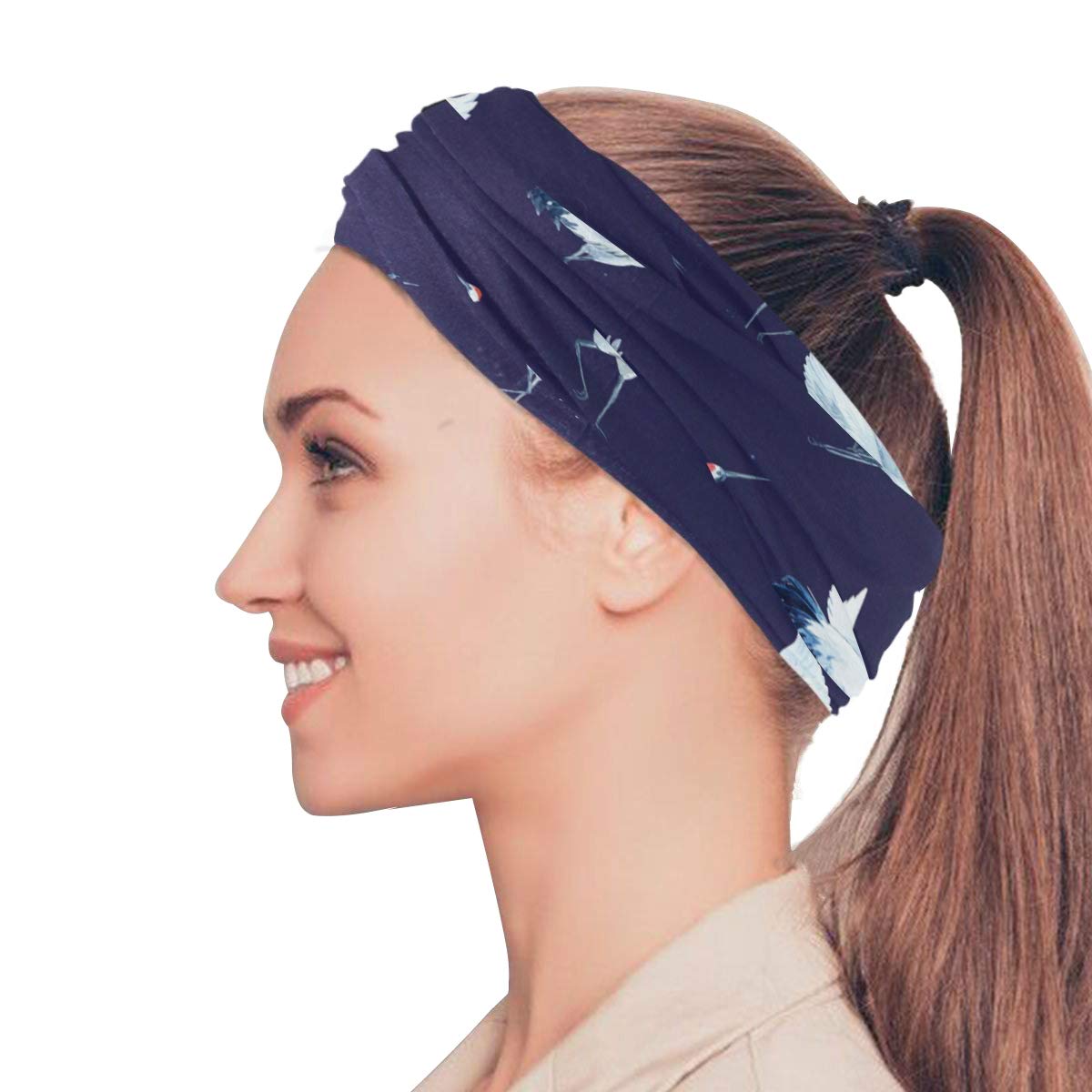 Amazon Com Danexwi Ethnic Japanese Crane Elastic Headbands Head