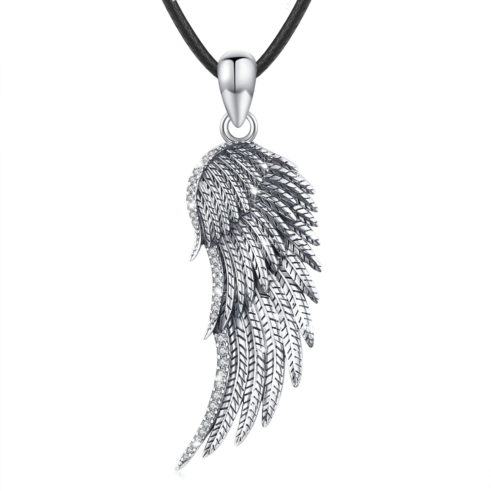 Eusense Angel Wings Necklace 925 Sterling Silver Guardian Angel Wing Pendant Jewellery for Women Men