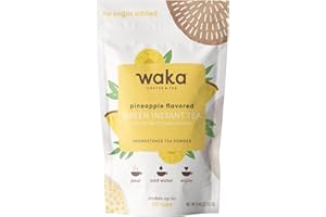 WAKA COFFEE Waka Tea Powder — Unsweetened Pineapple Green Instant Tea Travel Size/Sample Packet — 100% Tea Leaves — 20 Servings for Hot or Iced Tea