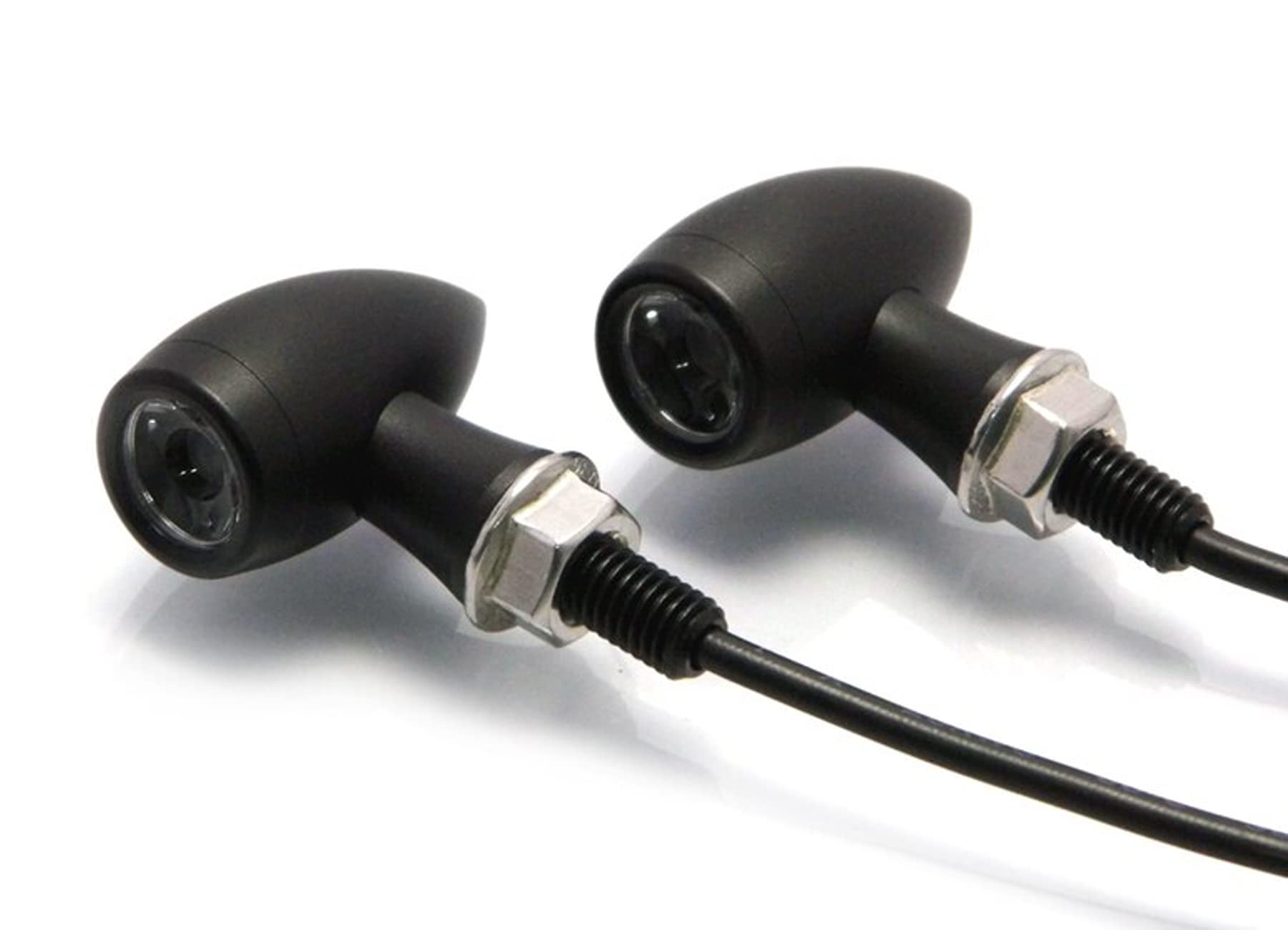 Motorcycle LED Matt Black Indicators Universal Turn Signals - Bullet Style x2 | Front or Rear | Chopper Bobber Café Racer | Suitable for Retro BMW | Compatible with Harley Davidson Triumph Projects