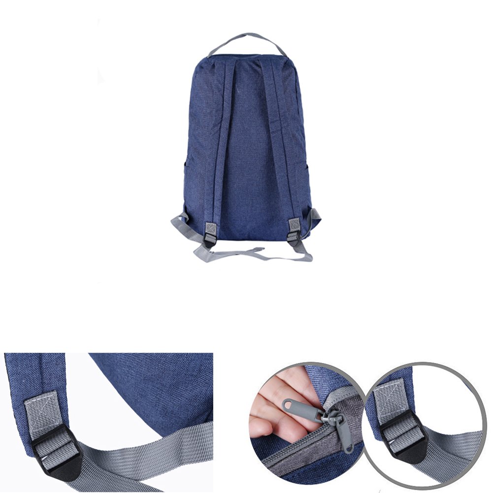 Vinmax Folding Travel Backpack Portable Canvas Bag - Best for Travelling, Hiking, Camping, Sports and Outdoors - laptop backpack-Durable Daypac (Navy Blue)